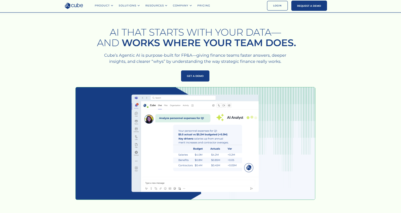 Landing page displaying Cube’s Agentic AI capabilities