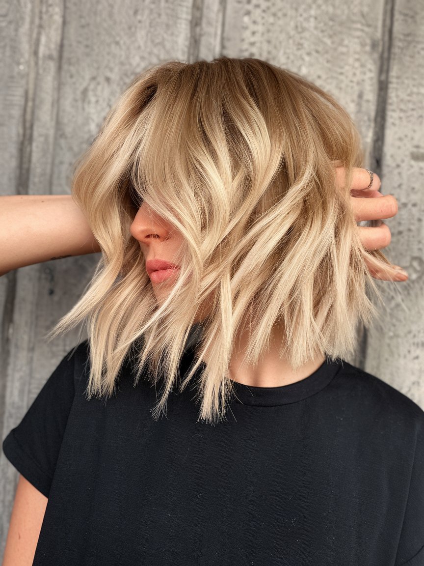 19. Jaw-Length Stacked Bronde Bob