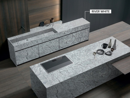 River white granite on countertop