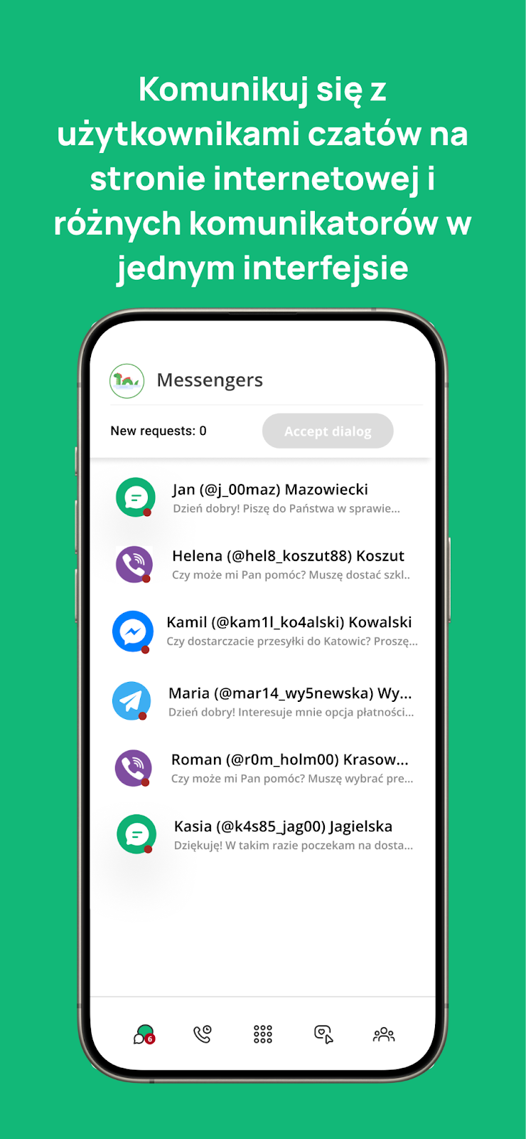 Ringostat Smart Phone, wszystkie dialogi, Messenger.