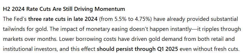 ChatGPT opines 2024 rate cuts will keep their impact on gold's price through Q1, 2025