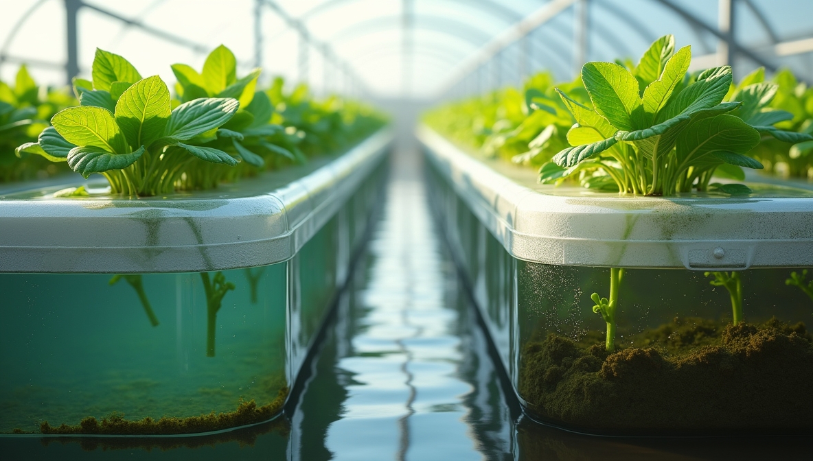 Carefully controlled hydroponic setup with water level and nutrient concentration indicators to prevent imbalances