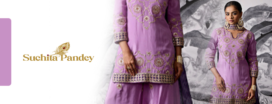 Lavender Gota Patti Sharara Set