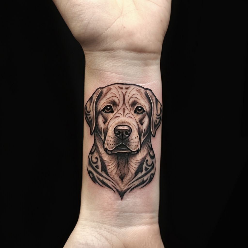 Tribal-Style Labrador Tattoo