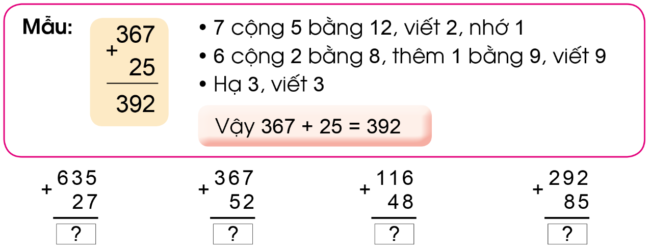 BÀI 81. PHÉP CỘNG( CÓ NHỚ) TRONG PHẠM VI 1000