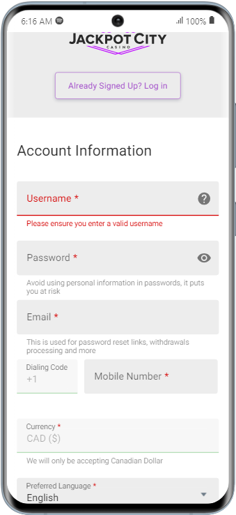 Register an account