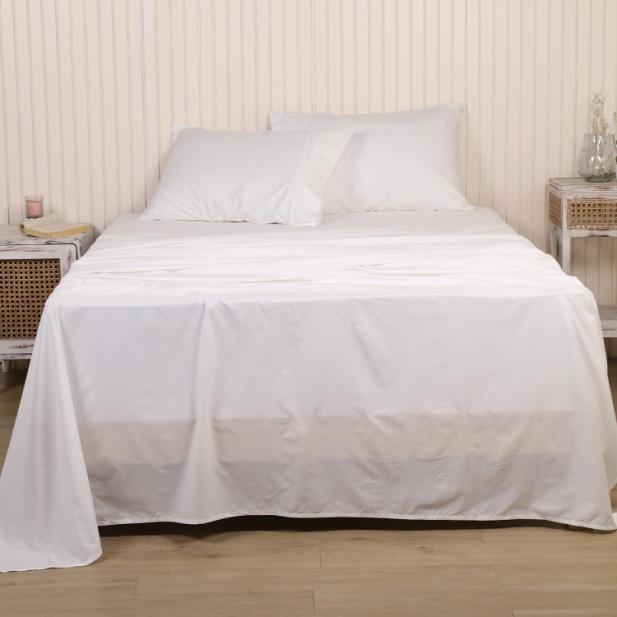 LINENWALAS Pure Cotton Percale Flat Sheet (Super King Size)