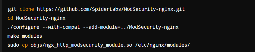 Code to Install ModSecurity Nginx Connector