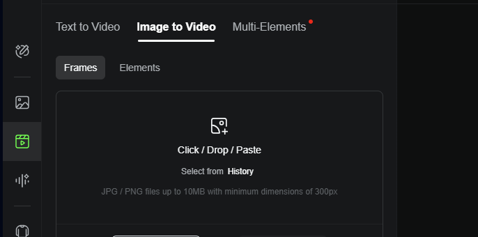kling ai video  interface