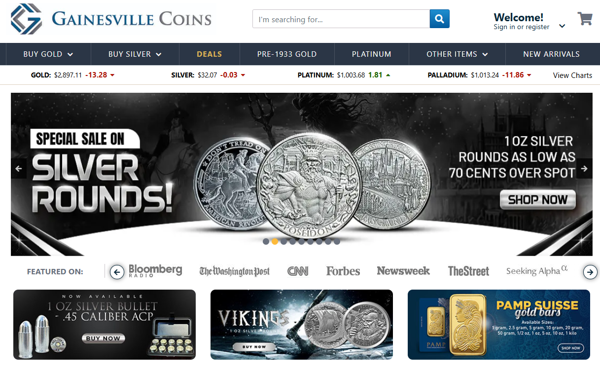 Gainesville Coins website