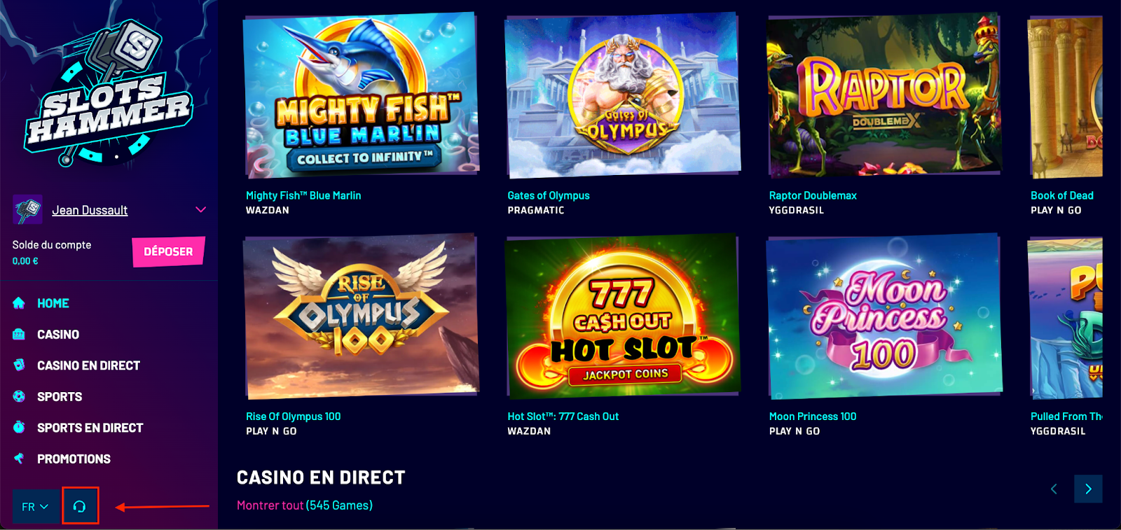 slots hammer live chat