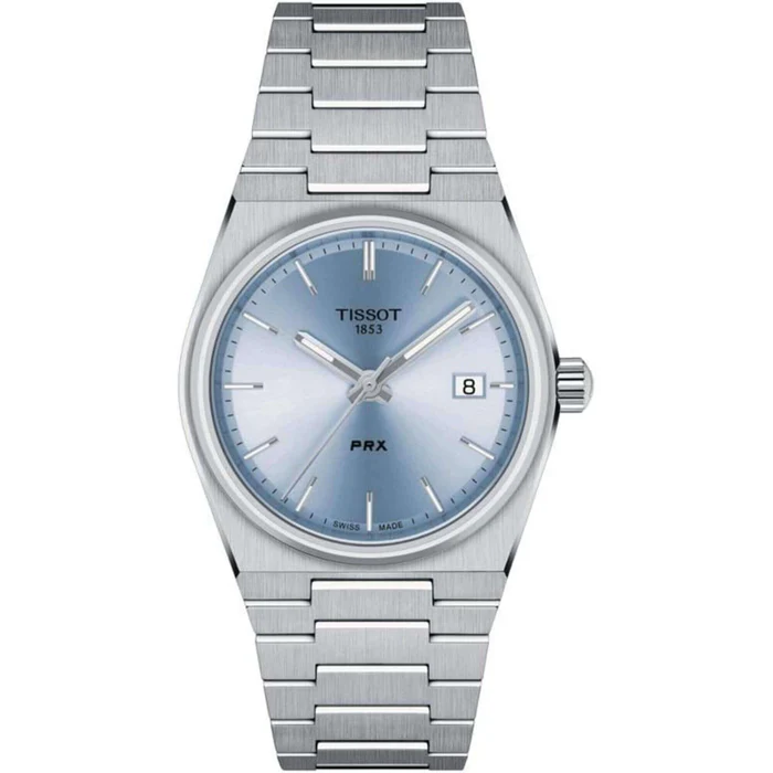 Tissot Men's Watch: PRX Quartz Sky Blue Dial Silver Bracelet