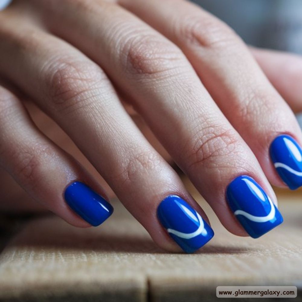 Short Fall Nail having Cobalt Blue Nails
