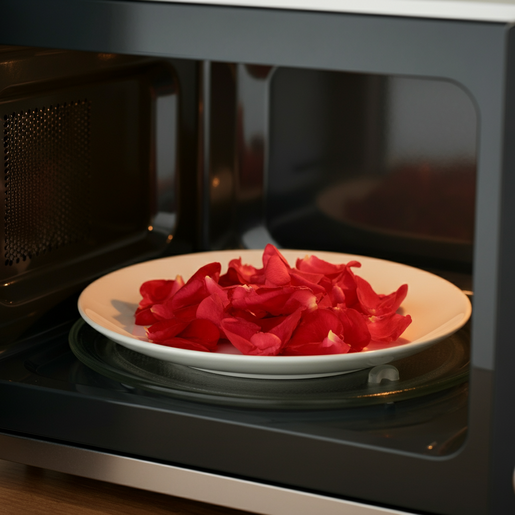 Rose petals in microwave