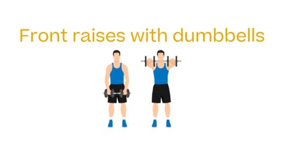 Step by step how to do front raised with dumbbells 