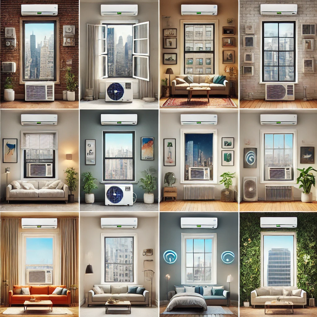 Image collage of top-rated 2025 window ACs: Frigidaire FGRC074WAE, LG LW1217ERSM, and GE Profile PHC06LY.