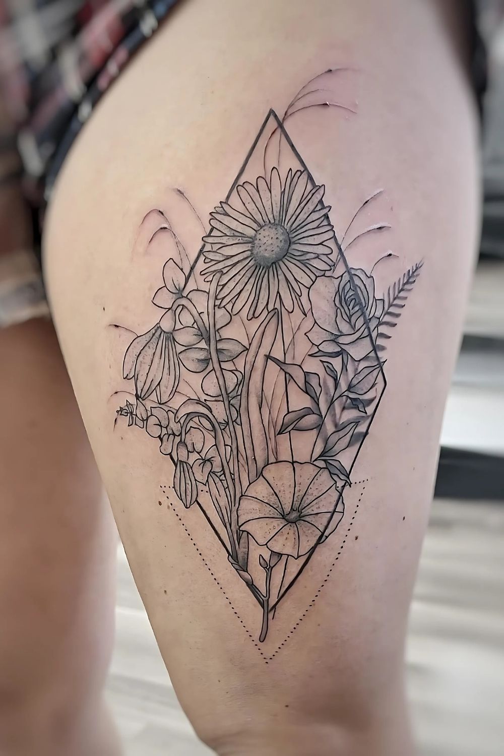 Geometric Thigh Tattoo