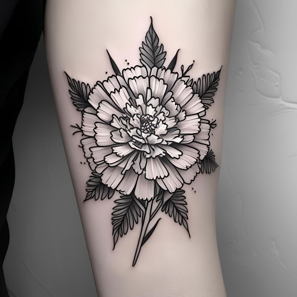Carnation Tattoo Black and White