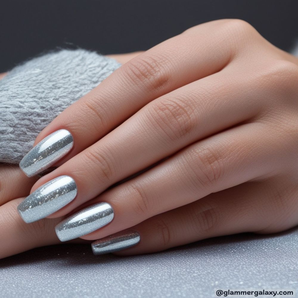 December Nails having Silver Sparkle
