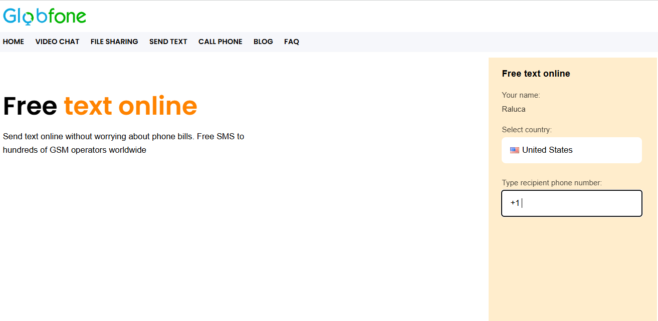 Sending texts from a free SMS website