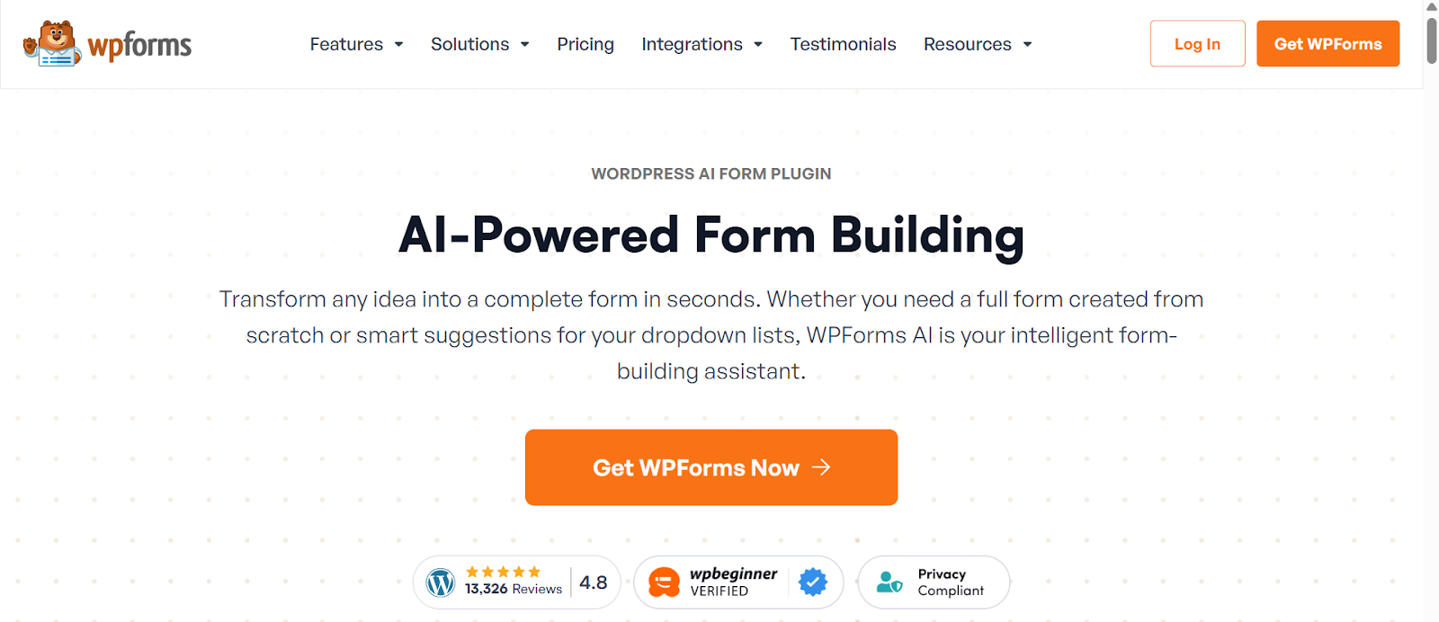 a screenshot of WPForms AI