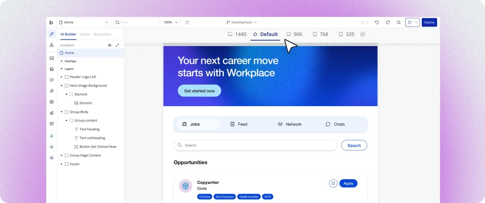A demo of Bubble's editor 