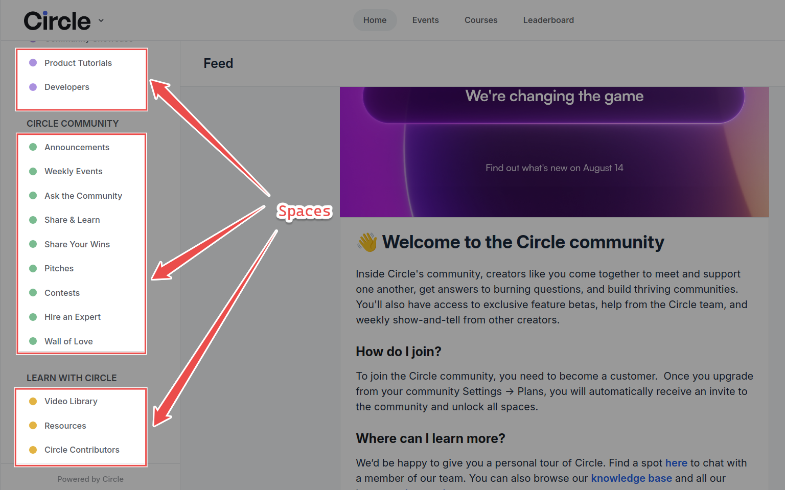 examples of Spaces in a Circle Community