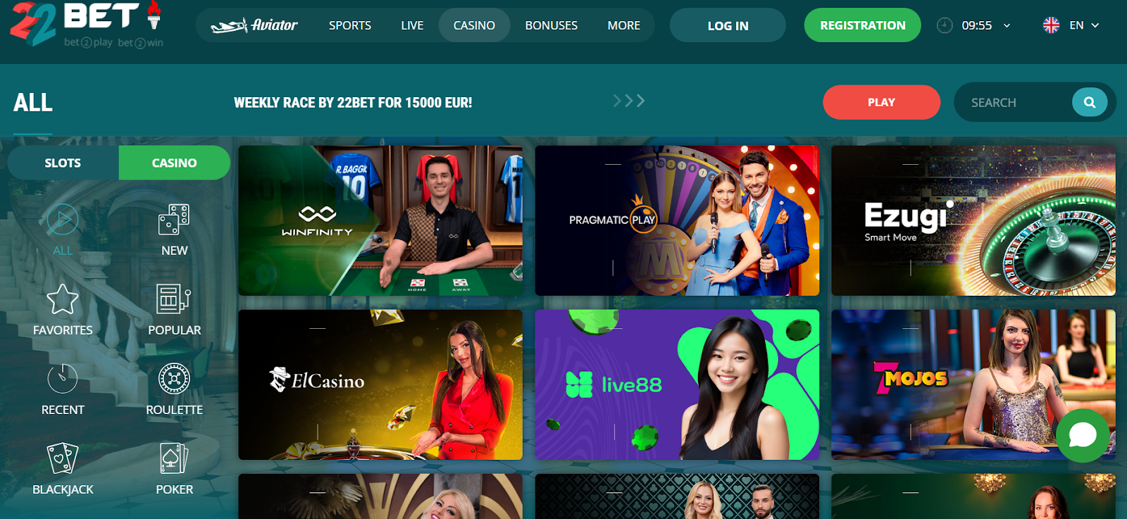 22bet Online casinos