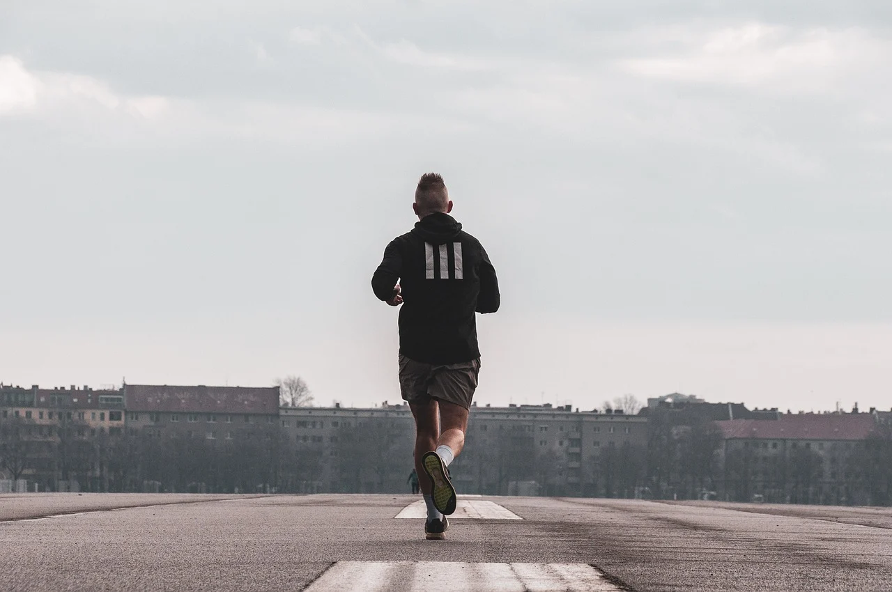 A man running on a road