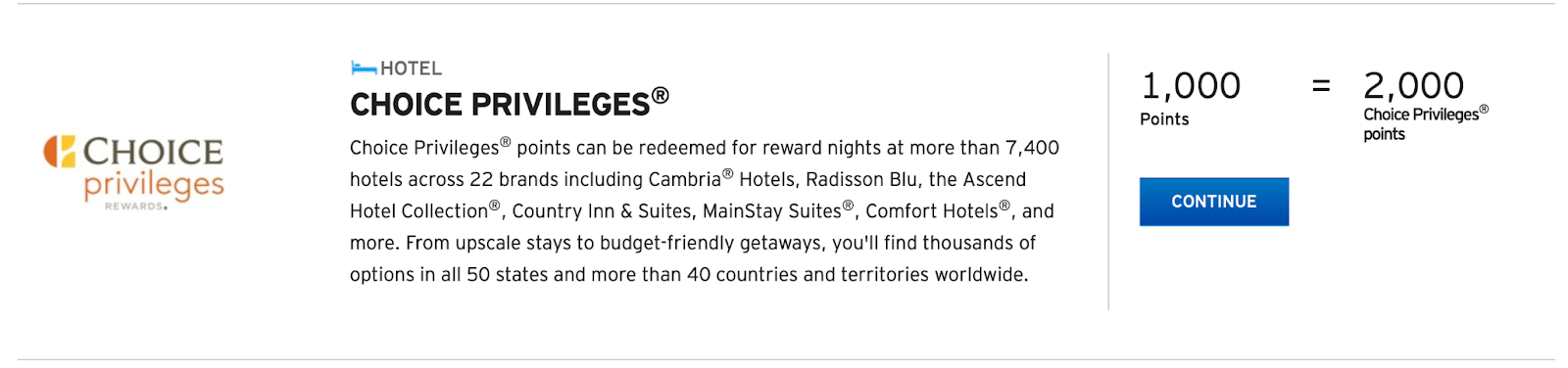 transferring points from Citi to Choice Privileges  
