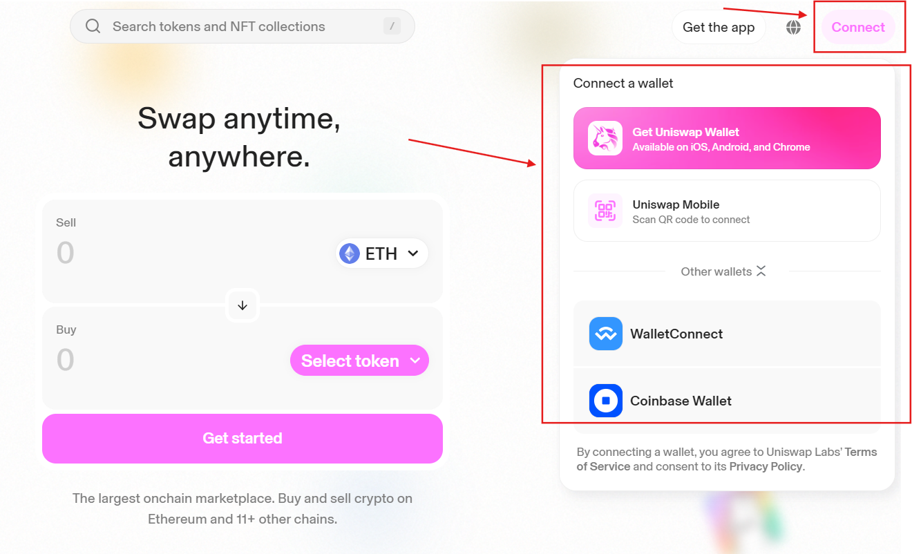 How to use Uniswap - Connect Wallet 