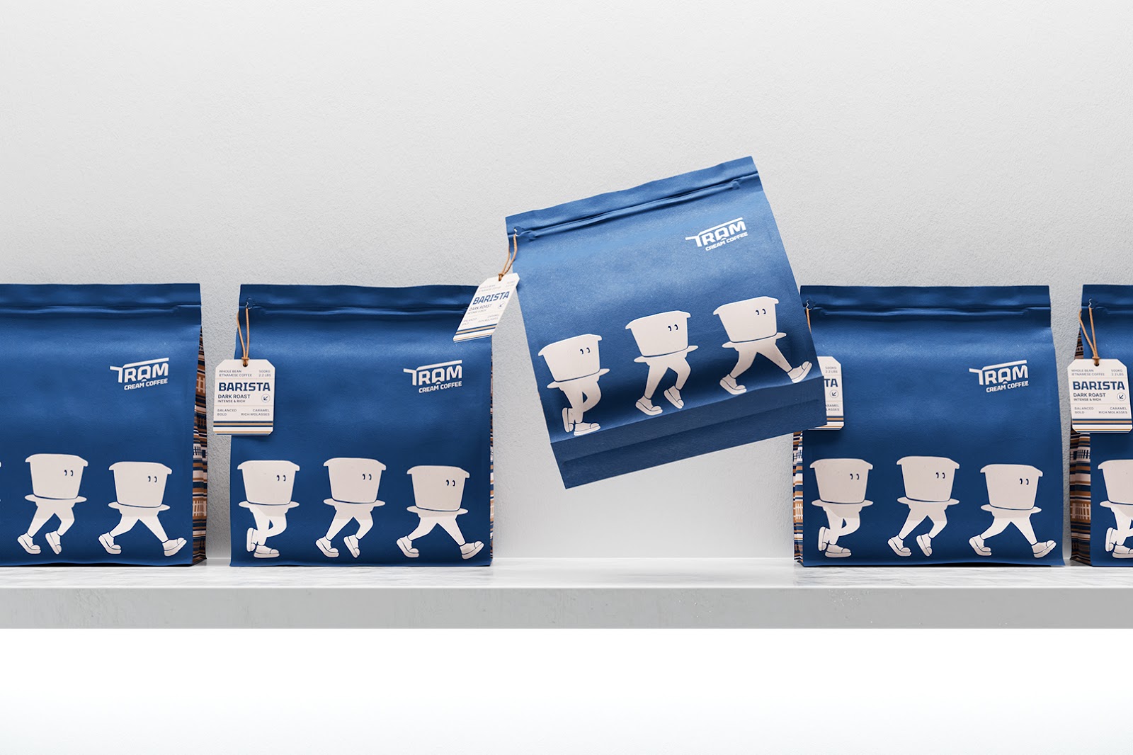 Image from the Tram Cream Coffee: A Journey in Branding & Packaging Designarticle on Abduzeedo