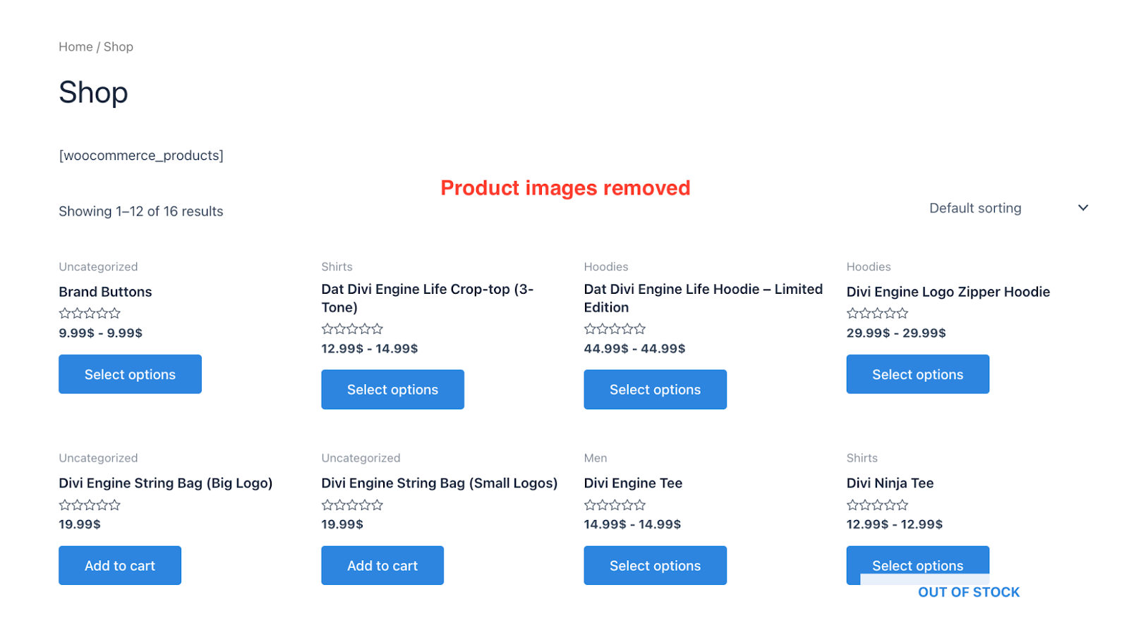 Click "Publish" and all the product images are removed.