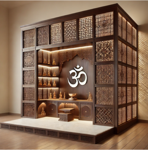 Enhance your spiritual corner with a stunning puja room design for home.