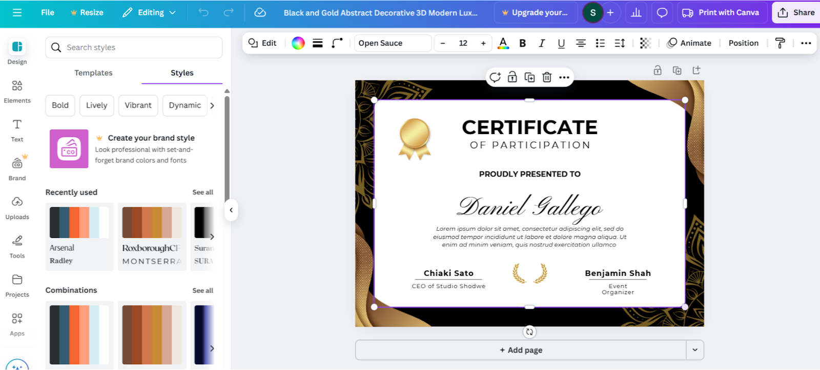 Canva core design features