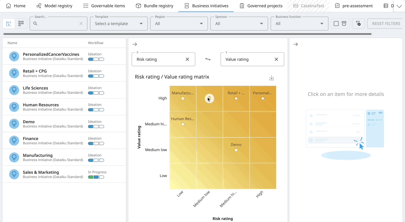 Dataiku Govern allows full standardized governance over every project, user, and item.