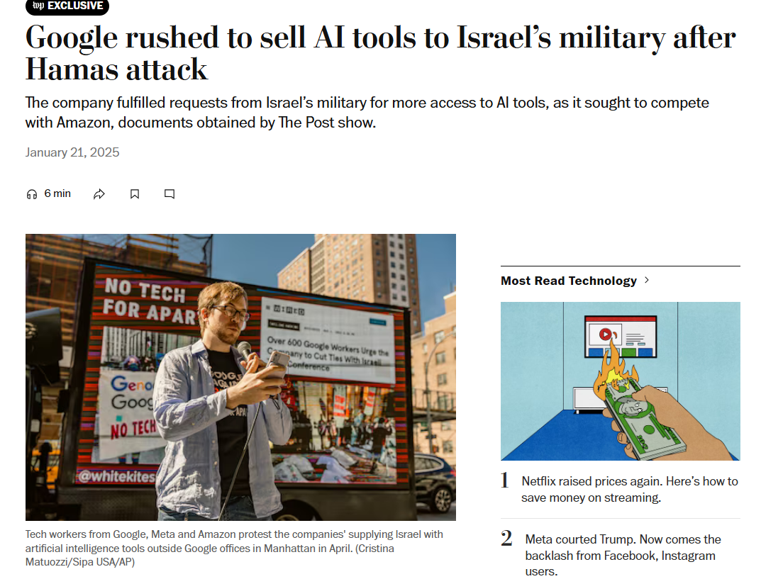 Google rushed to sell AI tools to Israel's military after Hamas attack