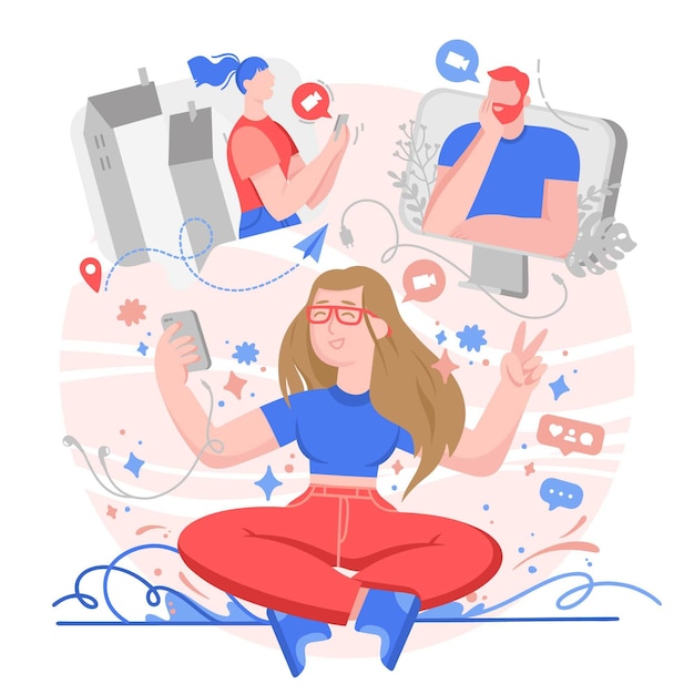 Group of friends talking to each other on video call
