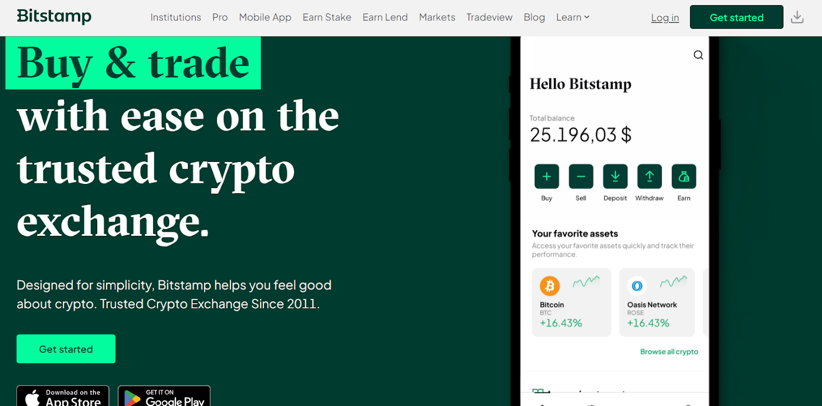 Bitstamp homepage