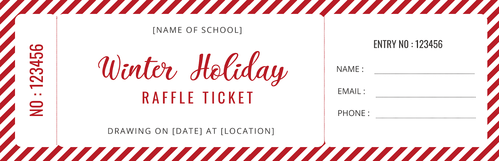 Winter Holiday Raffle Ticket Front