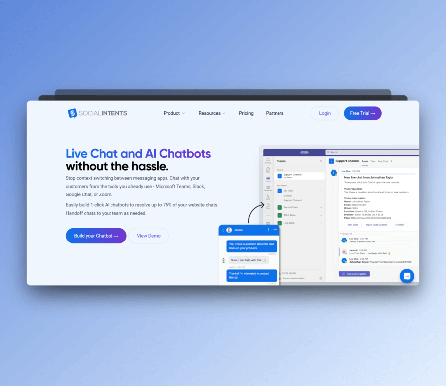 Social Intents AI chatbot for ecommerce