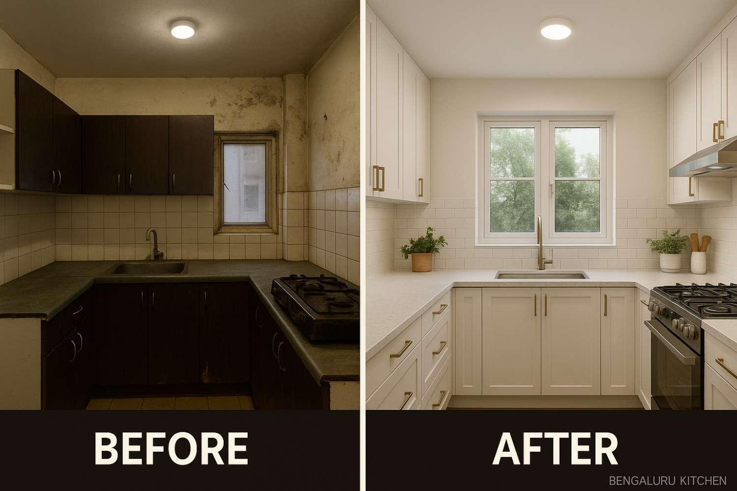 Vastu kitchen transformation in Bengaluru showing improved layout and energy flow by Elegante Interiors