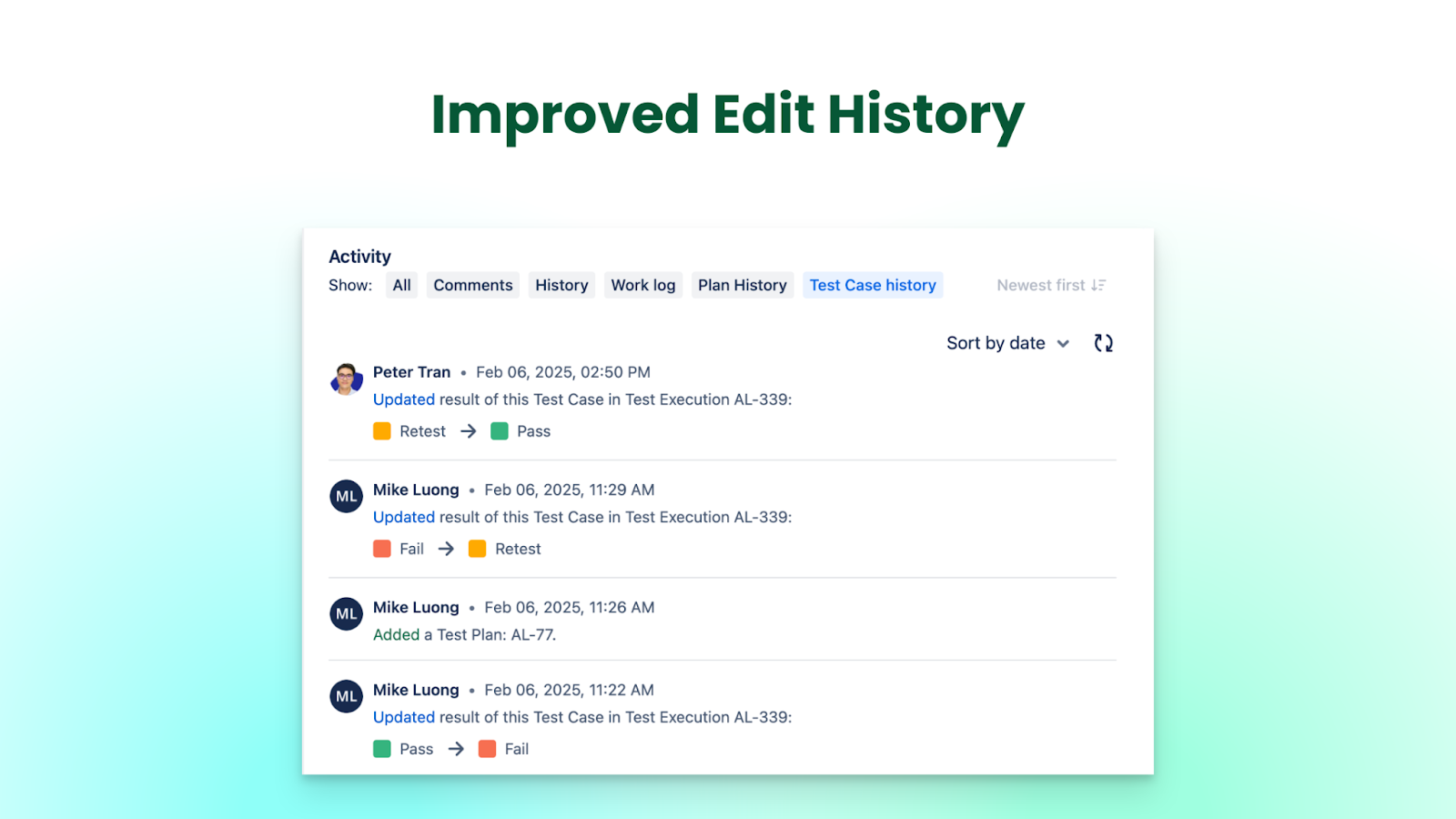 Improved Edit History with AgileTest - Enterprise Test Management for Jira