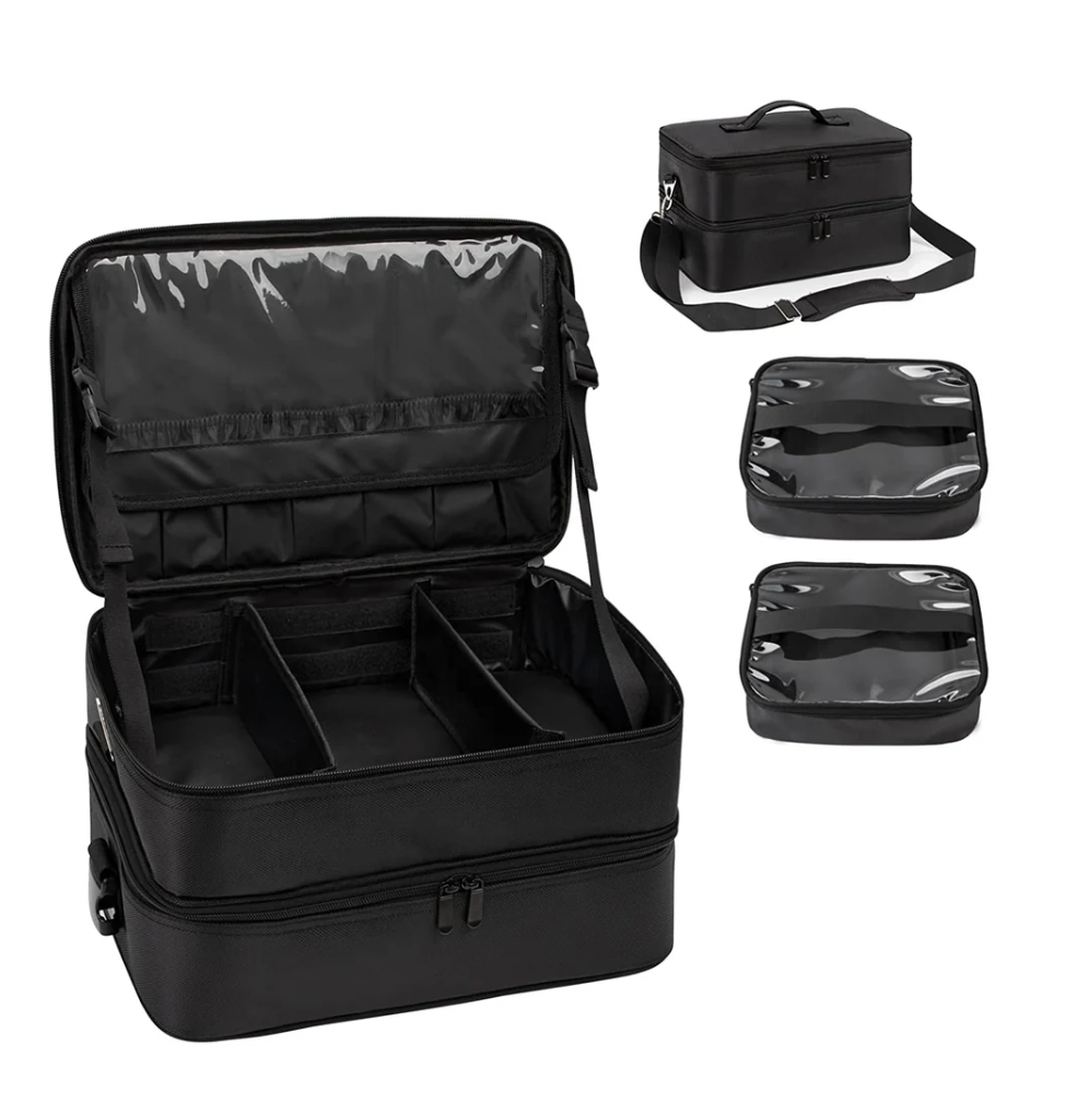 Relavel Professional Double Layer Large Travel Makeup Case