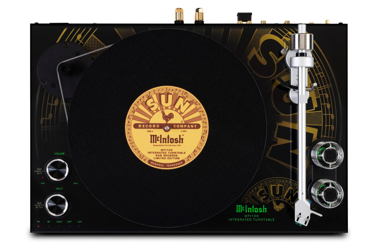McIntosh MTI100 Sun Records Edition turntable top view.