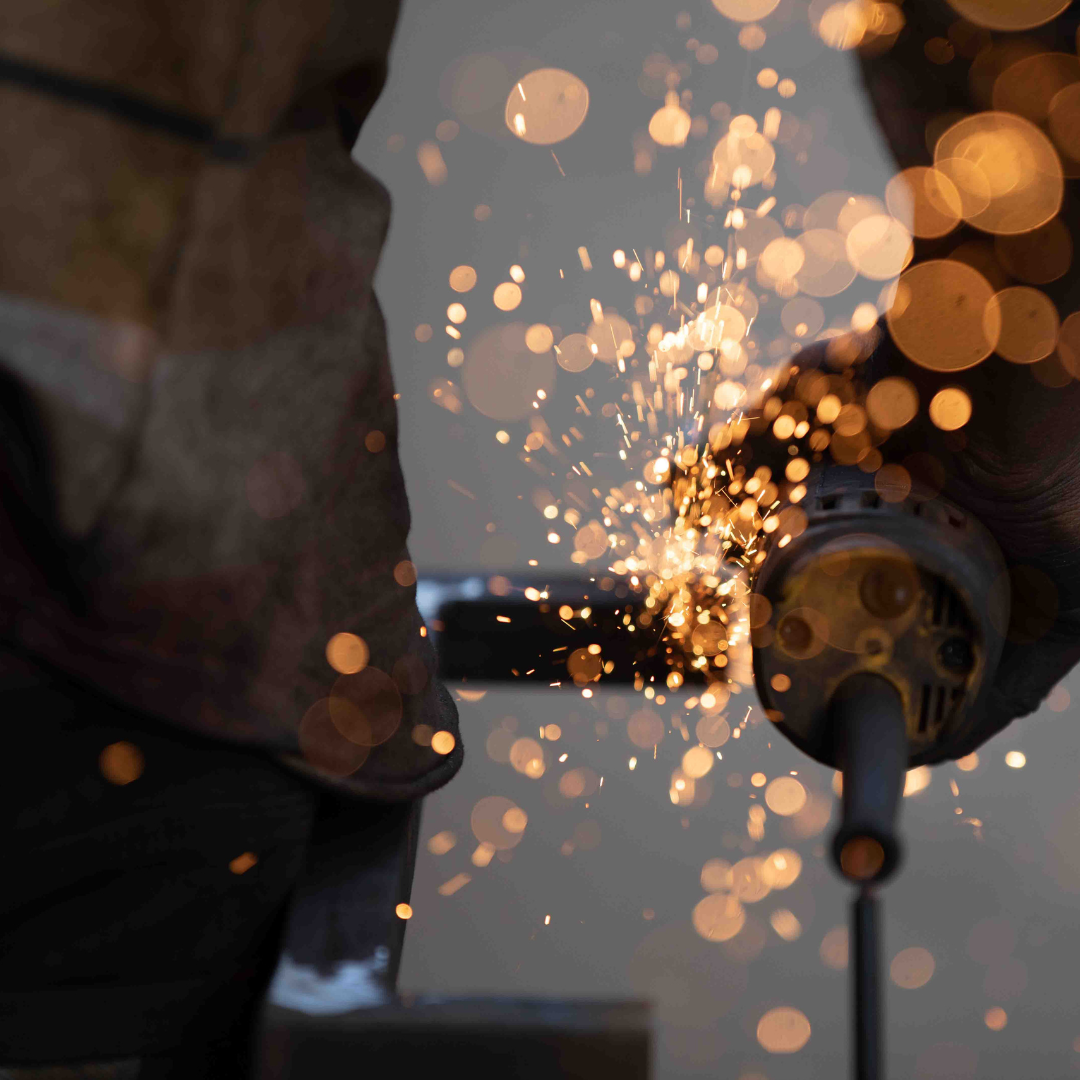 Welding being done providing sparks