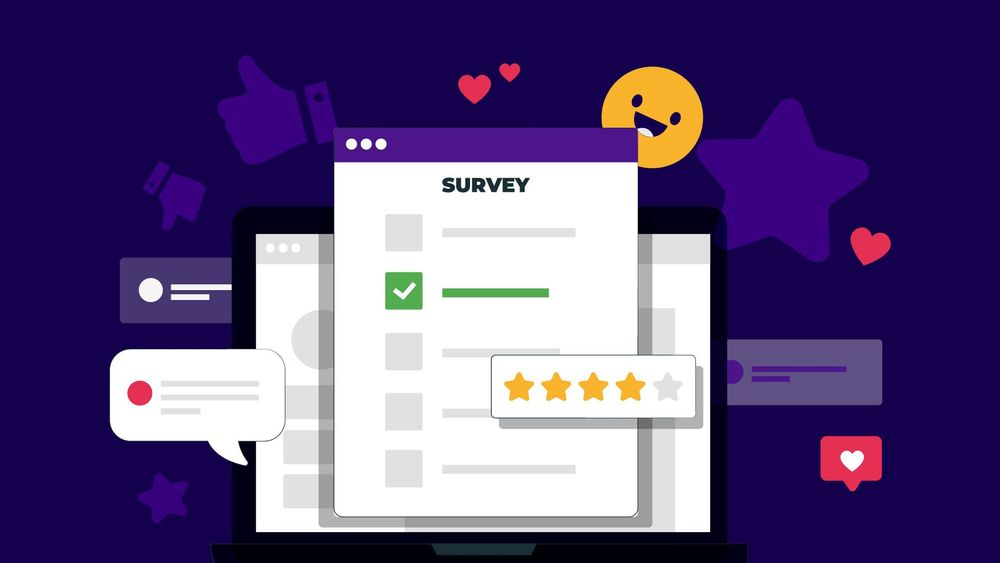 A graphic illustrating how surveys can be used to gather Voice of Customer data.