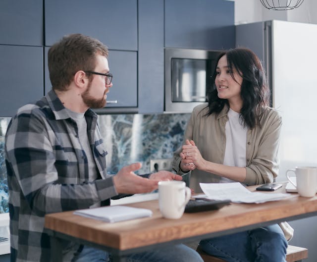 two people talking