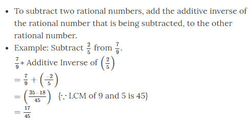 Subtraction of Rational Numbers