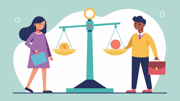 A visual representation of men and women being equal from class 7 social science chapter 5 - Women Change the World